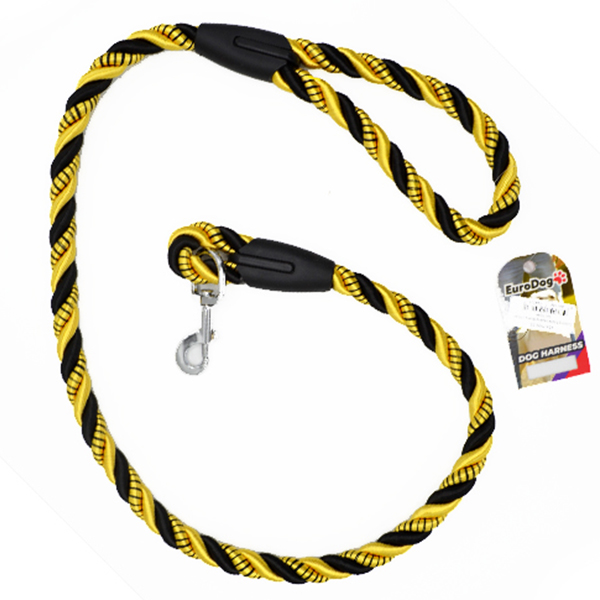 [454-Y033-SS] Euro Dog Spiral Desenli Köpek Uzatma Tasması (Sarı/Siyah, 18 Mm 120 Cm)