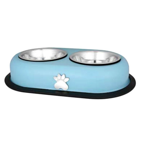 [795-24179] Euro Dog Köpek DDBXPM Pati Desenli İkili Mama Kabı