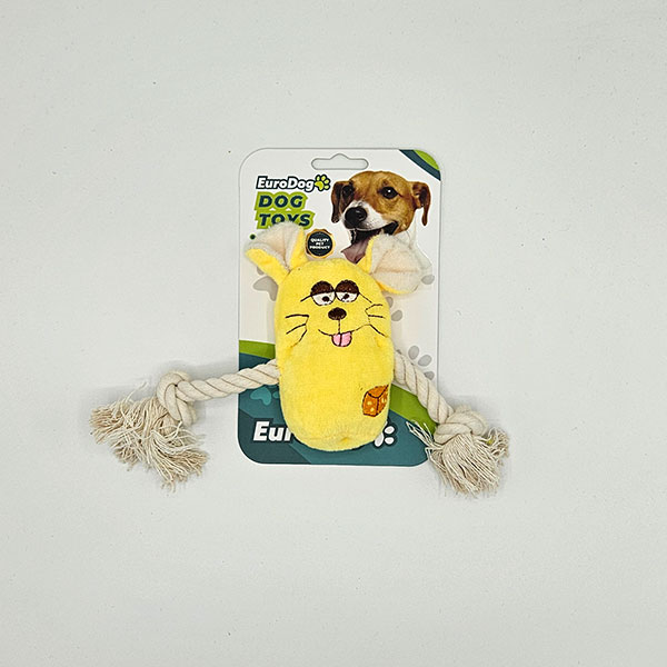 [454-TD9704] Euro Dog İpli Sevimli Hayvan Peluş Köpek Oyuncağı