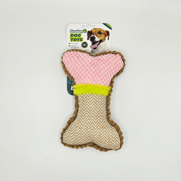 [454-TD9705] Euro Dog Kemik Şekilli Örgü ve Peluş Köpek Oyuncağı