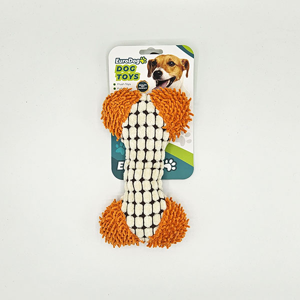 [454-TD9699] Euro Dog Kemik Şekilli Püsküllü Peluş Köpek Oyuncağı