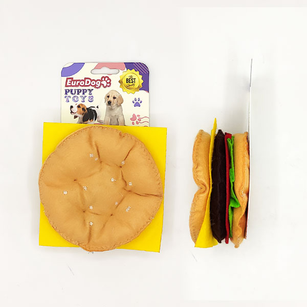 [454-NPD018] Euro Dog Puppy Toys Peluş Hamburger Yavru Köpek Oyuncağı