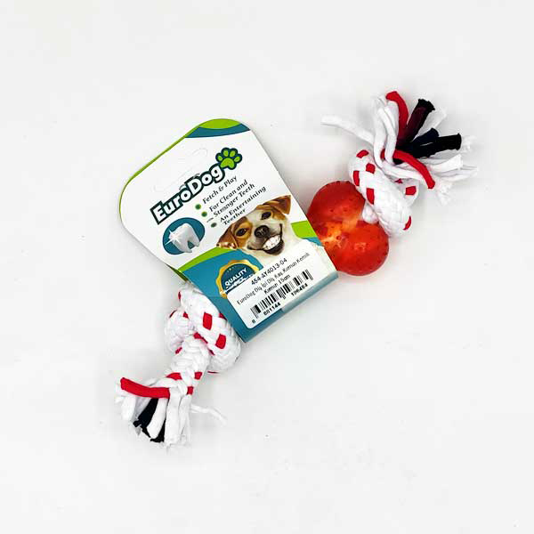 [454-AY4013-04] Euro Dog Kırmızı Çift Düğüm Diş İpi Köpek Oyuncağı 23 Cm (Beyaz/Kırmızı)