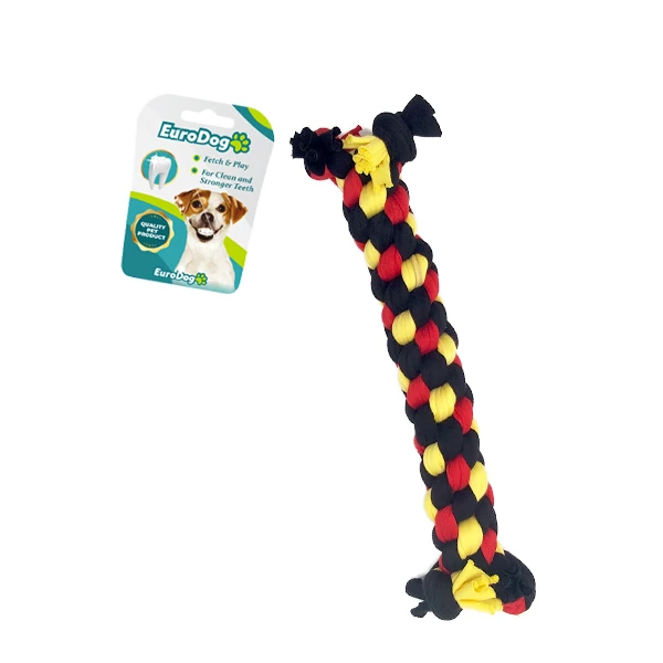 [454-AY-S01] Euro Dog Dumbell Diş İpi Köpek Oyuncağı (Sarı/Siyah/Kırmızı, 14 Cm)