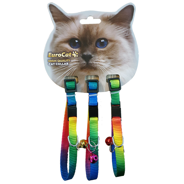 [678-MLC19-3] Eurocat Gökkuşağı Desenli Kedi Boyun Tasması (3 Adet)