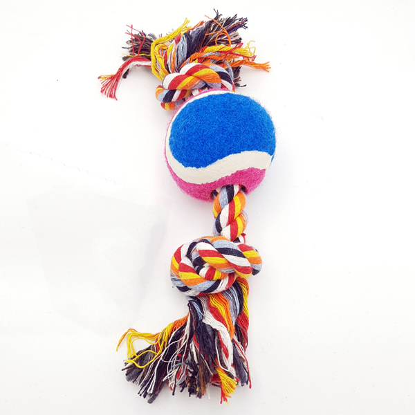 [454-AY3051-01] Euro Dog Karışık Renk Tenis Toplu Diş İpi Köpek Oyuncağı (30 Cm)