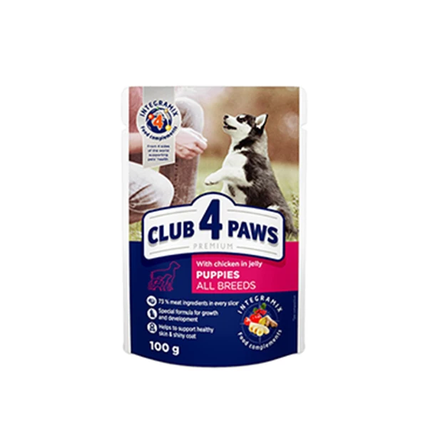 [456-D0886] Club4Paws Tavuklu Jöleli Pouch Yavru Konserve Köpek Maması (1 Adet)