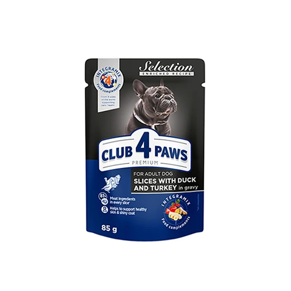 [456-D6380] Club4Paws Ördek ve Hindili Pouch Yetişkin Konserve Köpek Maması (1 Adet)