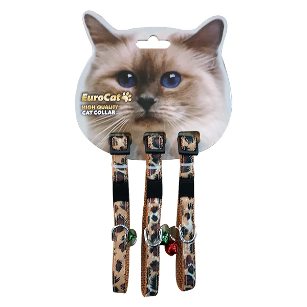 [678-MLC15-3] Eurocat Leopar Desenli Kedi Boyun Tasması (Renkli, 3 Adet)