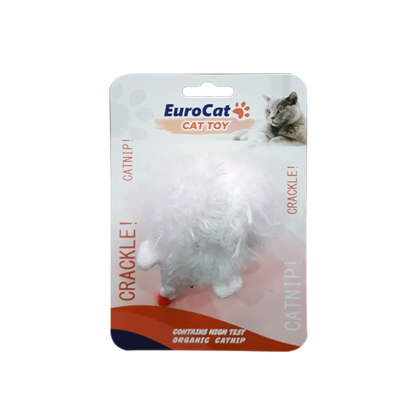 [454-T9127] Eurocat Beyaz Fare Şeklinde Catnipli Kedi Oyuncağı
