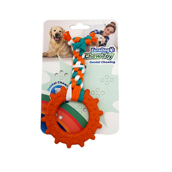 [454-AY-S71] Euro Dog Plus Halka Şekilli Köpek Diş Kaşıma İpi Beyaz/Kırmızı/Mavi (Beyaz/Turuncu/Yeşil)