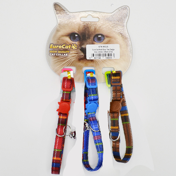 [678-M019-3] Eurocat Ekose Desenli Kedi Boyun Tasması (3 Adet)