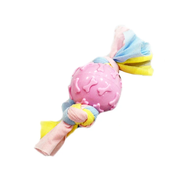 [454-EE056-03] Euro Dog Kemik Desenli Top Diş Kaşıma Köpek Oyuncağı Sarı (Pembe)