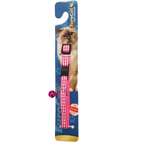 [678-MLC18-PINK] Eurocat Ekose Desenli Kedi Boyun Tasması (Pembe)