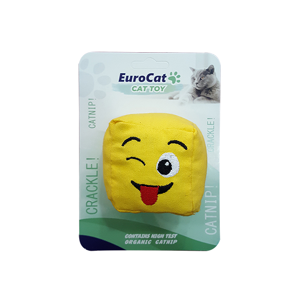 [454-T9129] Eurocat Dil Çıkaran Smiley Küp Şeklinde Catnipli Kedi Oyuncağı 6 Cm