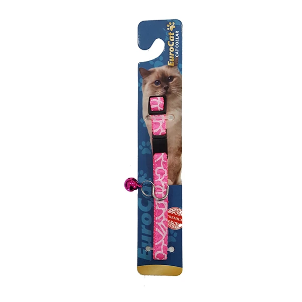 [678-MLC30-PINK] Euro Cat Çizgi Desenli Çıngıraklı Kedi Boyun Tasması