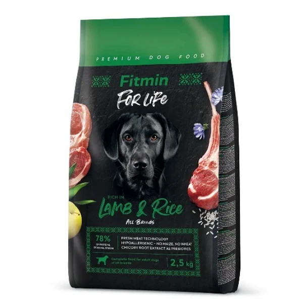 [09-T01339] Fitmin For Life Tüm Irklar için Kuzu Etli ve Pirinçli Yetişkin Köpek Maması (2.5 Kg)
