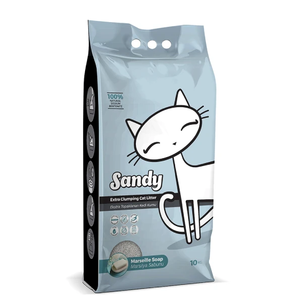 [02-03-SKM] Sandy Sodyum Ultra Marsilya Sabunlu Doğal Kedi Kumu (1 Adet)