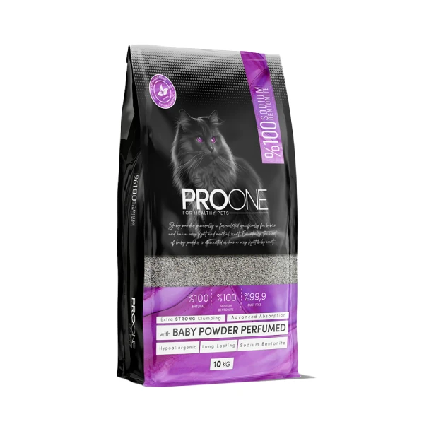 [03-02-ONE-KUM] ProOne Hypoallergenic Bebek Pudrası Kokulu Sodyum Bentonit Kedi Kumu (1 Adet)