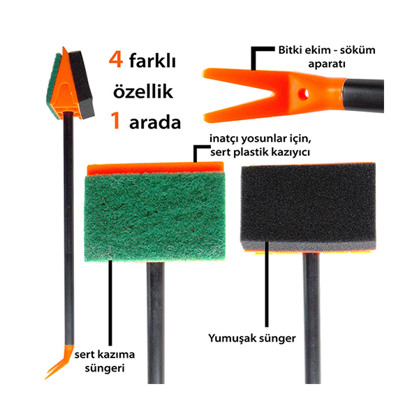 [200-120069ASD] Dophin Sert Süngerli Akvaryum Camı Temizleyici (61 Cm)