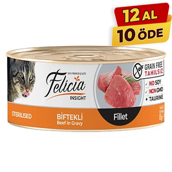 [FLCK-005] Felicia Biftekli Fileto Kısırlaştırılmış Konserve Kedi Maması (1 Adet)