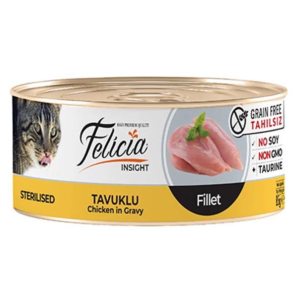 [FLCK-004] Felicia Tahılsız Tavuklu Fileto Kısırlaştırılmış Konserve Kedi Maması (1 Adet)