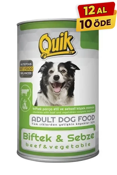 Quik Biftek ve Sebzeli Köpek Maması Konservesi