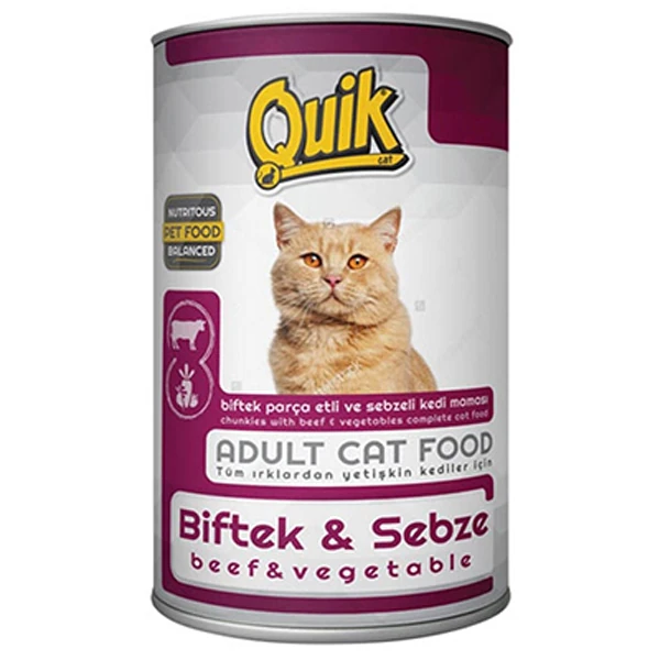 [PIMN-008] Quik Biftek ve Sebzeli Yetişkin Konserve Kedi Maması (1 Adet)