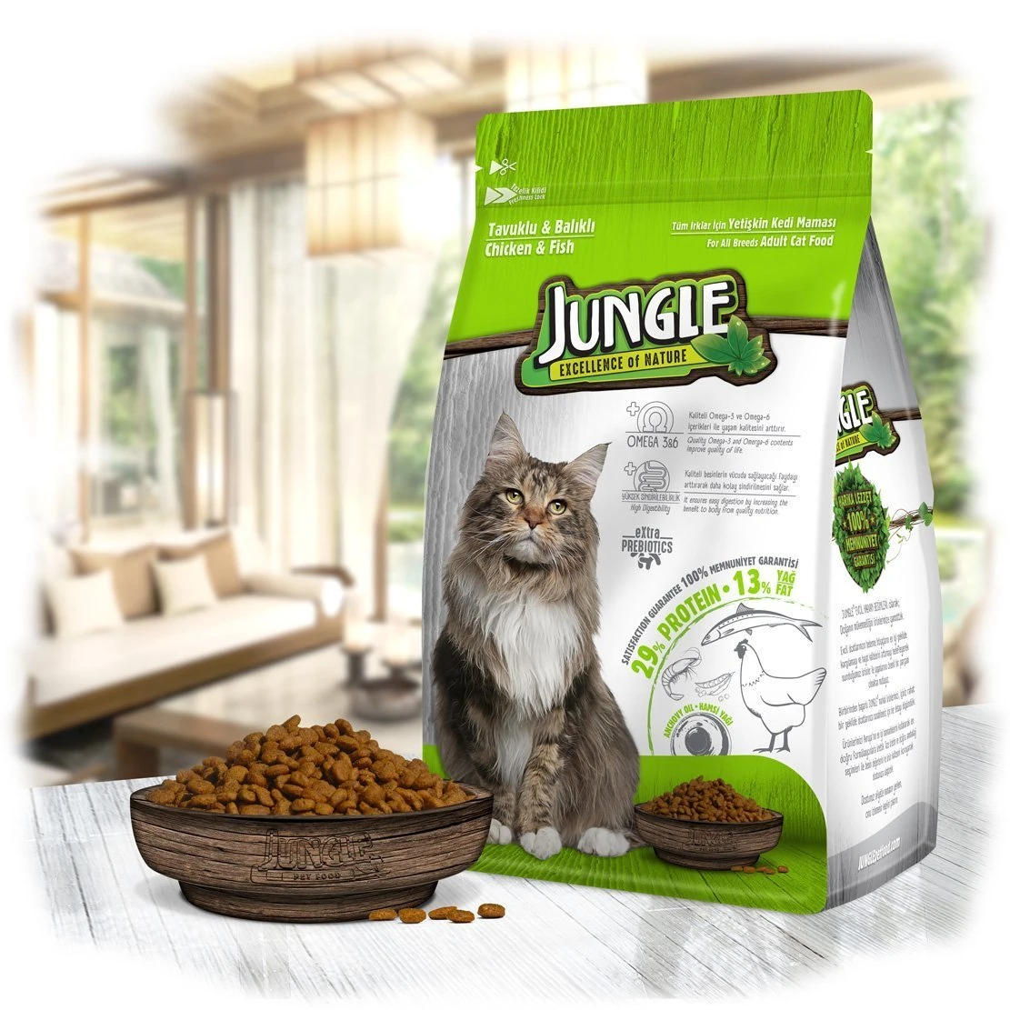 [JNGP-013] Jungle Tavuklu ve Balıklı Yetişkin Kedi Maması (1.5 Kg)