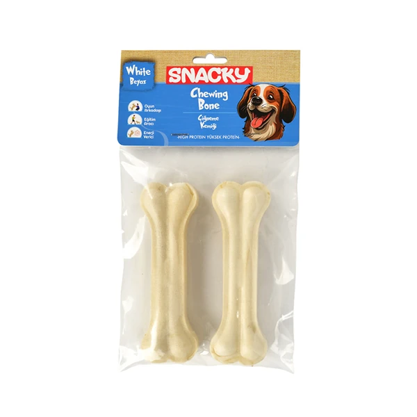[PIDP-010] Snacky Beyaz Preslenmiş Yüksek Proteinli Köpek Çiğneme Kemiği 10 Adet (95 Gr)