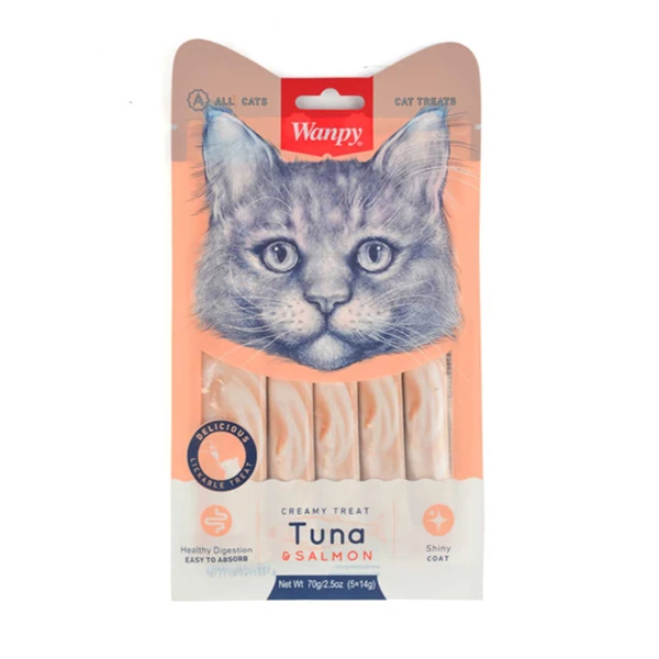 [PIWP-021] Wanpy Ton Balığı ve Somonlu Sıvı Kedi Ödül Maması (5x14 Gr, 1 Adet)