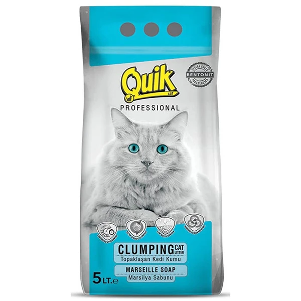 [BNT-003] Quik Marsilya Sabunlu Bentonit Topaklanan Kedi Kumu İnce (1 Adet)