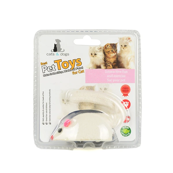 [PIZM-048] Flip Kurmalı Fare Peluş Kedi Oyuncağı (Beyaz)
