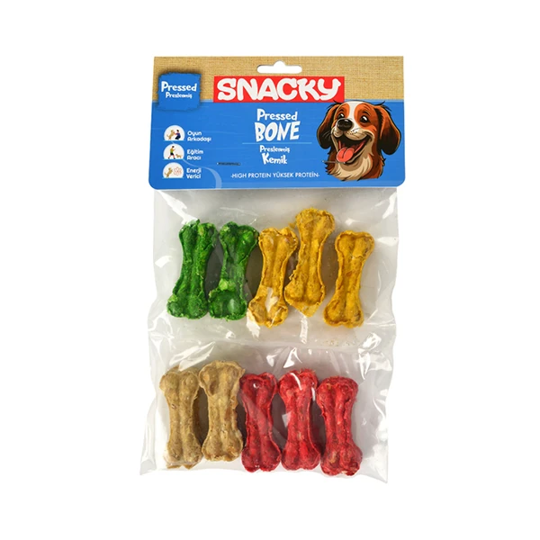 [PIDP-015] Snacky Munchy Renkli Press Köpek Çiğneme Kemiği 10 Adet (110 Gr)