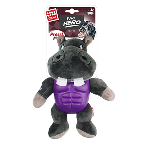 [PIGW-320] Gigwi Sesli Süper Kahraman Hipopotam Peluş Köpek Oyuncağı