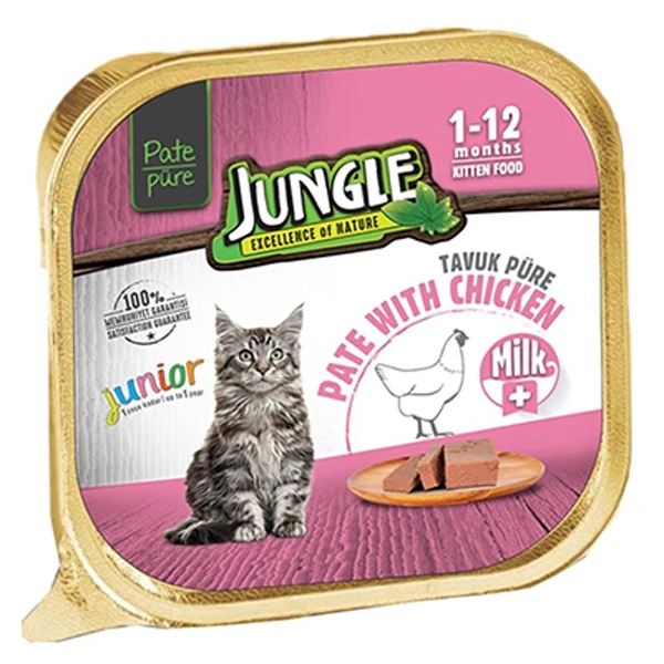 [JNGA-001] Jungle Sütlü Tavuklu Pate Yavru Konserve Kedi Maması (1 Adet)