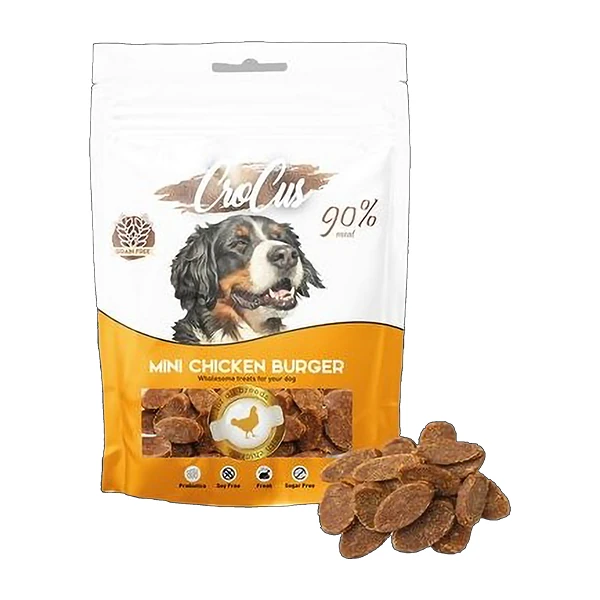 [320-004] Crocus Mini Tavuk Burger Tahılsız Köpek Ödül Maması (1 Adet)