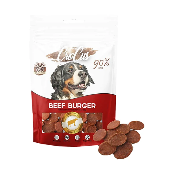 [320-007] Crocus Burger Biftekli Tahılsız Köpek Ödül Maması (1 Adet)