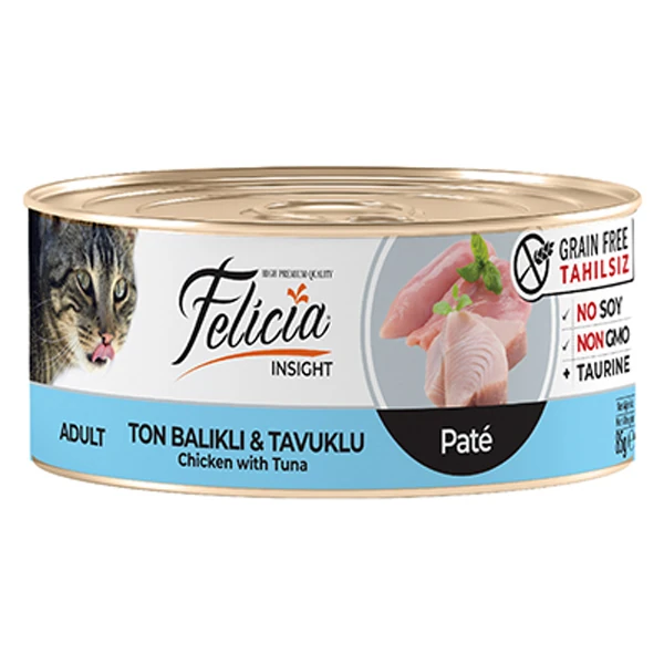 [FLCK-011] Felicia Ton Balıklı Tavuklu Kıyılmış Yetişkin Konserve Kedi Maması (1 Adet)