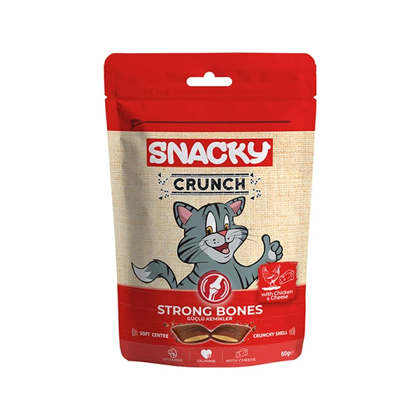 [SNCS-005] Snacky Crunch Strong Tavuklu ve Peynirli Kemik Sağlığı için Kedi Ödülü (1 Adet)