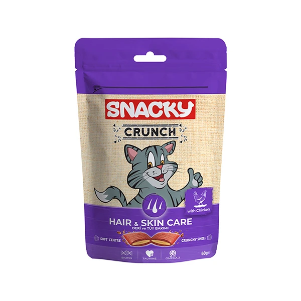 [SNCS-008] Snacky Crunch Hair Skin Tavuklu Deri Tüy Sağlığı Destekleyici Kedi Ödülü (1 Adet)