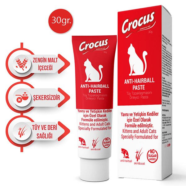 [321-12] Crocus Anti Hairball Yavru ve Yetişkin Kedi Malt Macunu