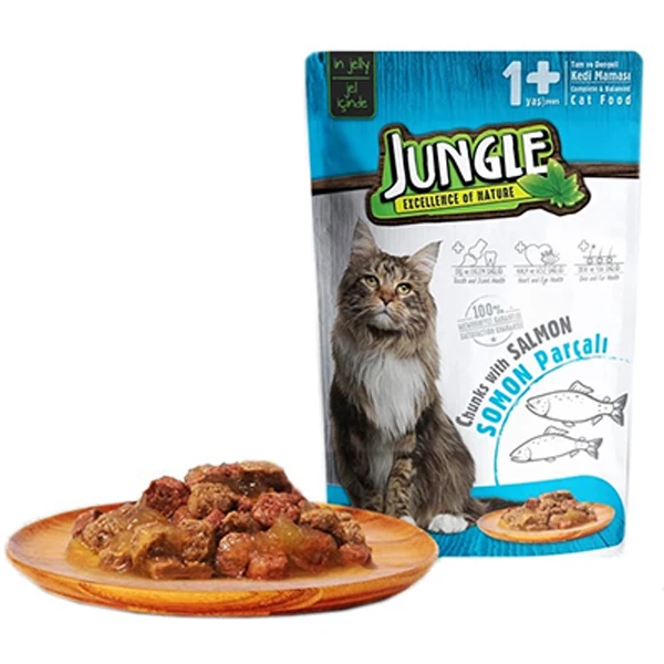 [JNGO-004] Jungle Somonlu Pouch Yetişkin Konserve Kedi Maması (1 Adet)