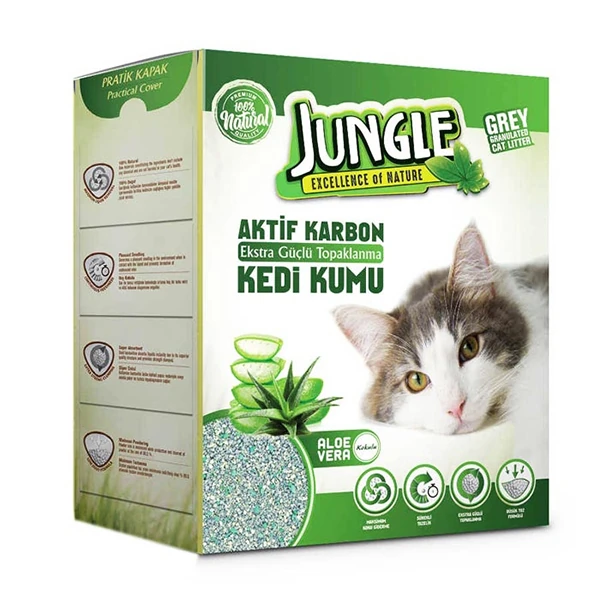 [BNT-022] Jungle İnce Taneli Karbonlu ve Aloeveralı Topaklanan Kedi Kumu (1 Adet)