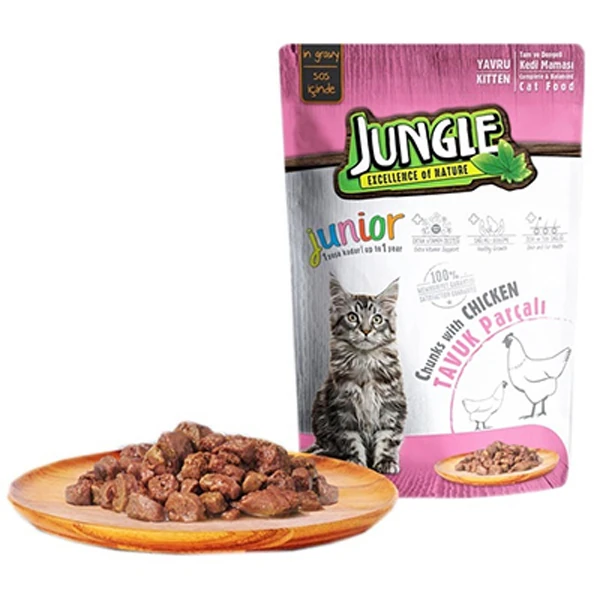 [JNGO-001] Jungle Tavuklu Pouch Yavru Konserve Kedi Maması (1 Adet)