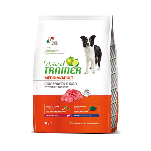 [225-940039] Natural Trainer Adult Medium Beef Dana Etli Orta Irk Yetişkin Köpek Maması (3 Kg)