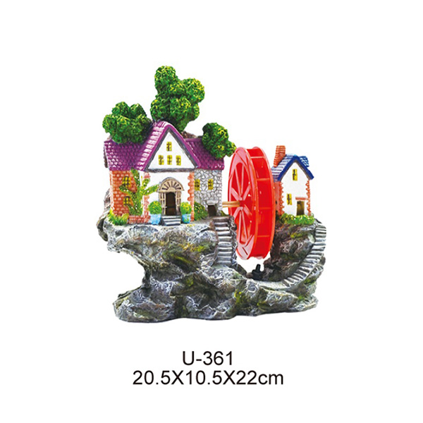 [200-U361ASD] Dophin King Akvaryum Dekoru Çarklı Kayalıklı Ev