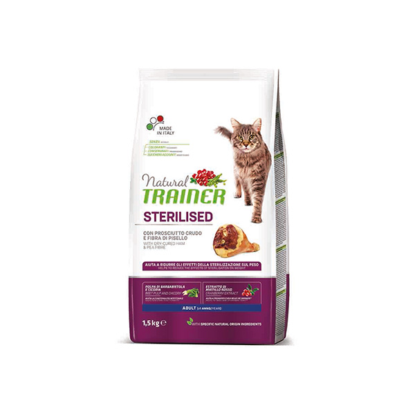 [225-924914] Natural Trainer Sterilised Ham Jambonlu Kısırlaştırılmış Kedi Maması (1.5 Kg)
