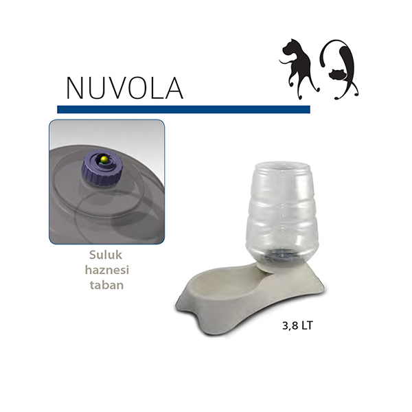 [390-2933BN05] Mp Nuvola Kedi ve Köpek Hazneli Su Kabı (Beyaz, 3.8 Lt)