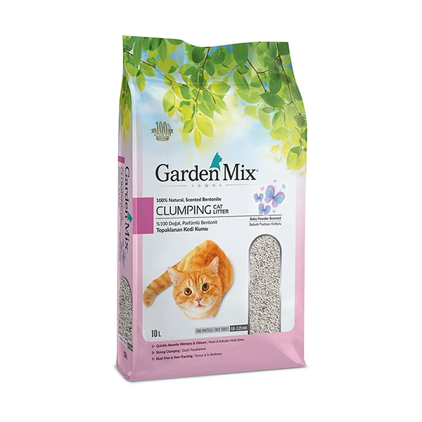 [513-PTGR023] Garden Mix Bentonit Kalın Taneli Bebek Pudrası Kokulu Kedi Kumu (1 Adet)